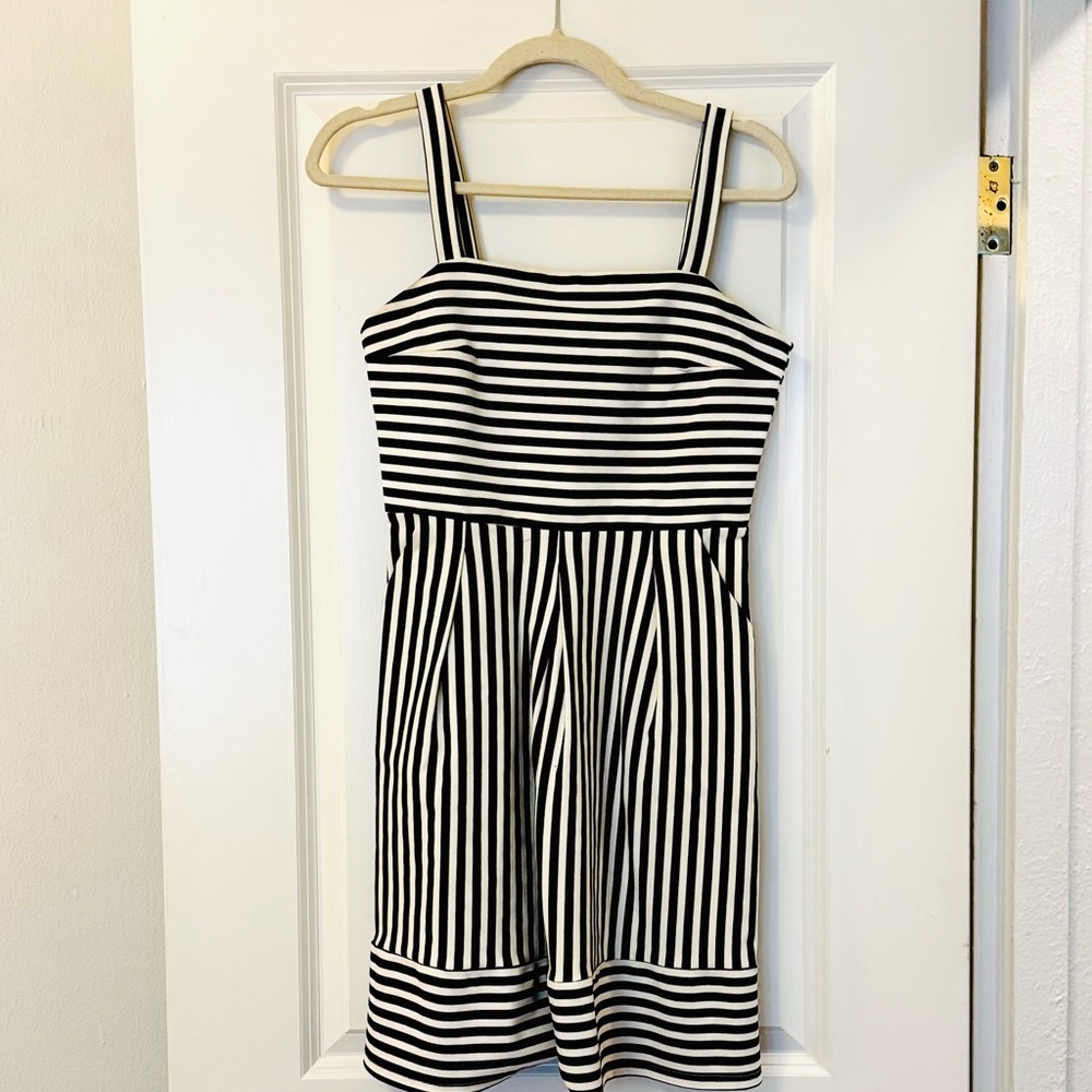 Brixon Ivy Black and White Square Neck Mini Dress